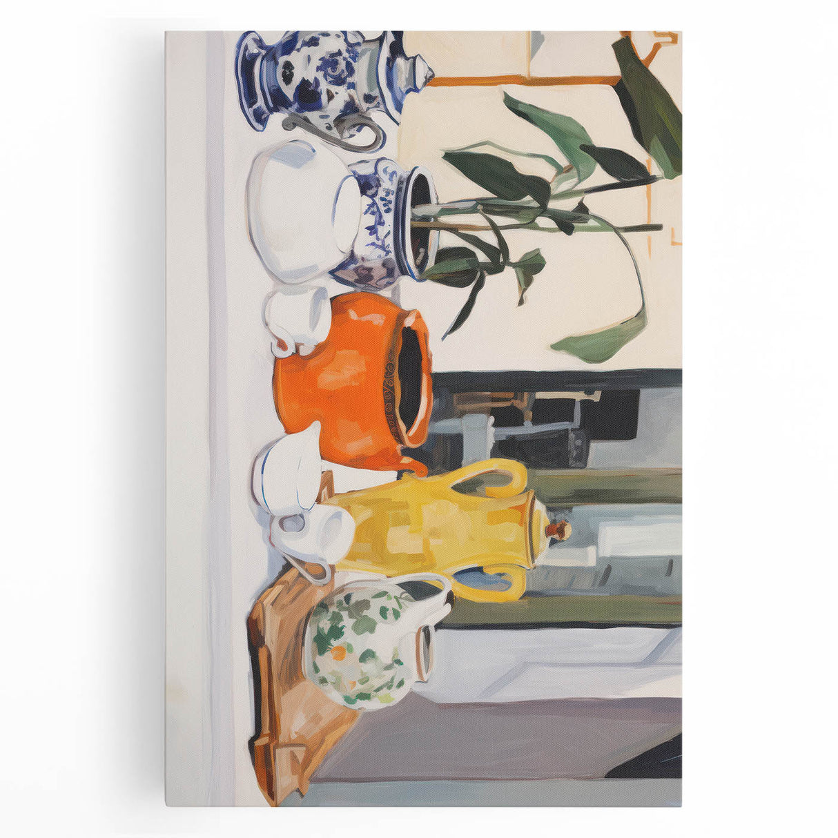 Electric Still Life Art with Vibrant Pottery | Modern Abstract Decor