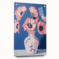 Electric Floral Art with Pink Poppies in Vase | Modern Wall Decor