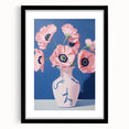 Electric Floral Art with Pink Poppies in Vase | Modern Wall Decor