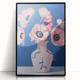 Electric Floral Art with Pink Poppies in Vase | Modern Wall Decor