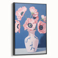 Electric Floral Art with Pink Poppies in Vase | Modern Wall Decor