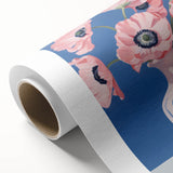 Electric Floral Art with Pink Poppies in Vase | Modern Wall Decor