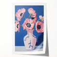 Electric Floral Art with Pink Poppies in Vase | Modern Wall Decor