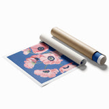 Electric Floral Art with Pink Poppies in Vase | Modern Wall Decor