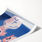 Electric Floral Art with Pink Poppies in Vase | Modern Wall Decor