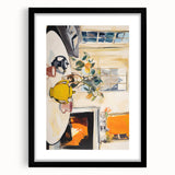 Electric Still Life Wall Art with Yellow Teapot | Modern Abstract Decor