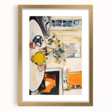 Electric Still Life Wall Art with Yellow Teapot | Modern Abstract Decor