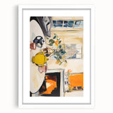 Electric Still Life Wall Art with Yellow Teapot | Modern Abstract Decor