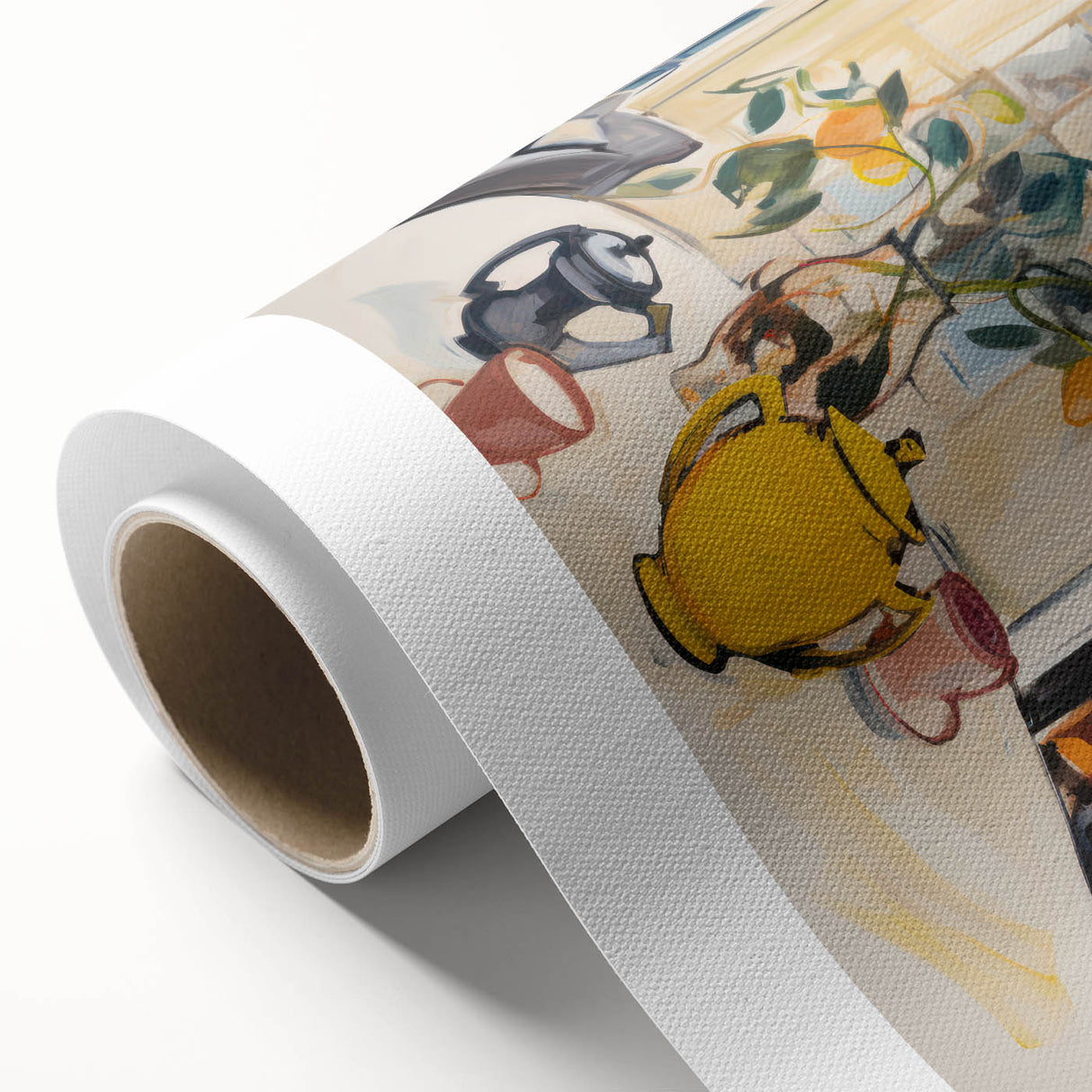 Electric Still Life Wall Art with Yellow Teapot | Modern Abstract Decor