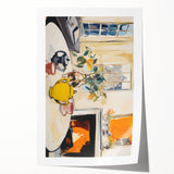 Electric Still Life Wall Art with Yellow Teapot | Modern Abstract Decor