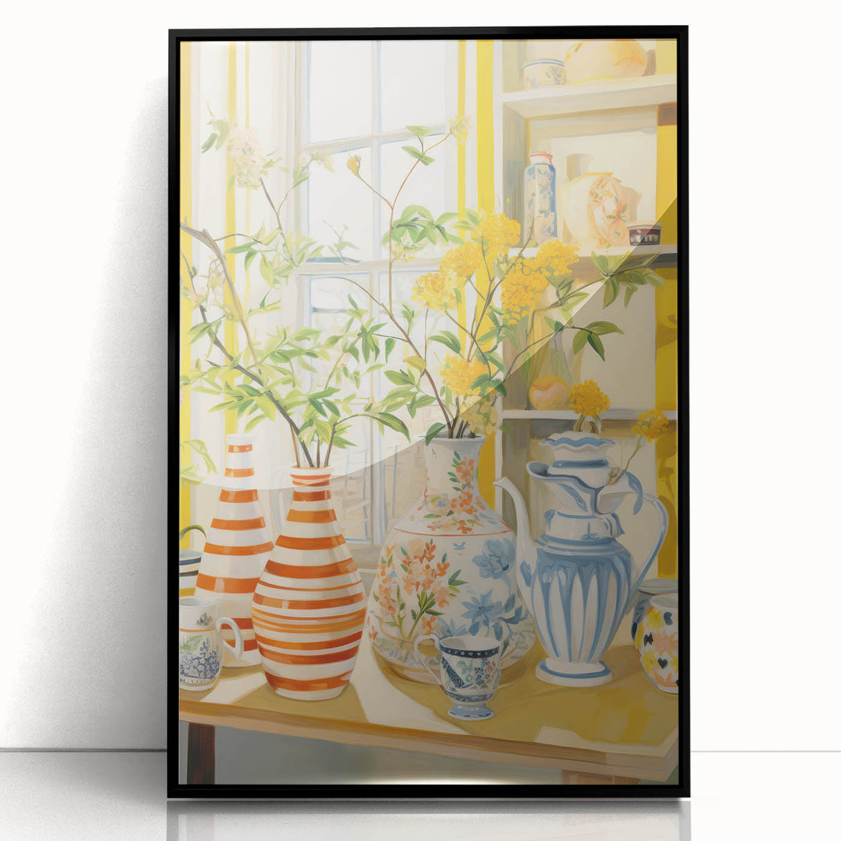 Electric Floral Still Life Wall Art with Vases | Vibrant Modern Decor