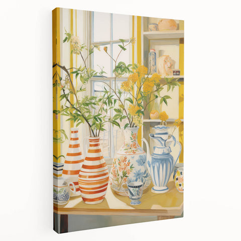 Electric Floral Still Life Wall Art with Vases | Vibrant Modern Decor