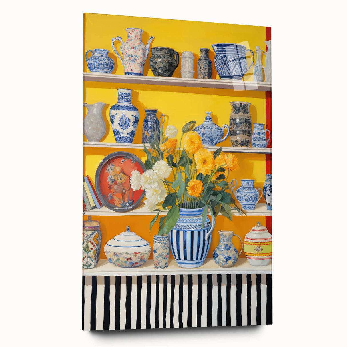 Electric Still Life Wall Art with Bold Vases and Flowers | Modern Decor