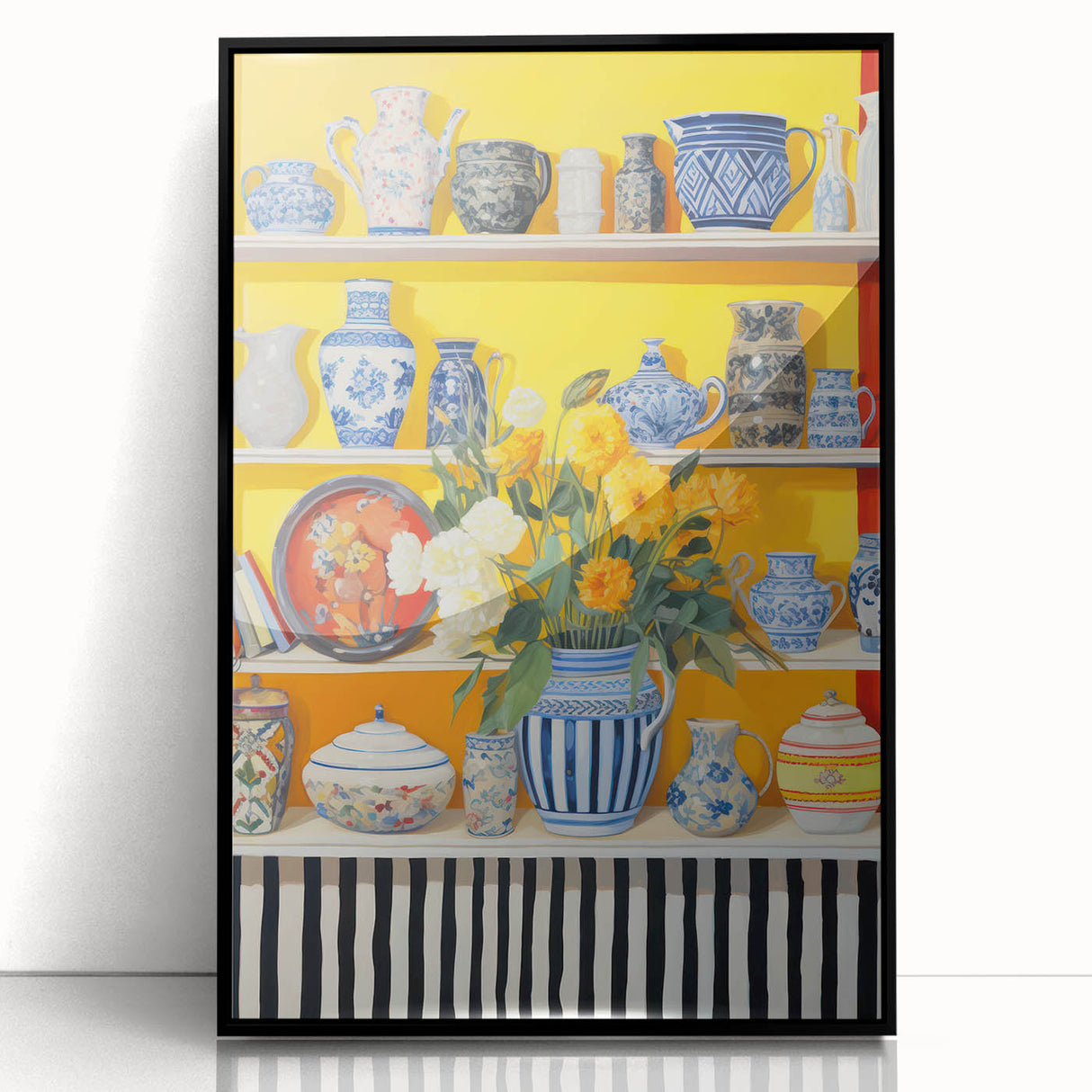 Electric Still Life Wall Art with Bold Vases and Flowers | Modern Decor