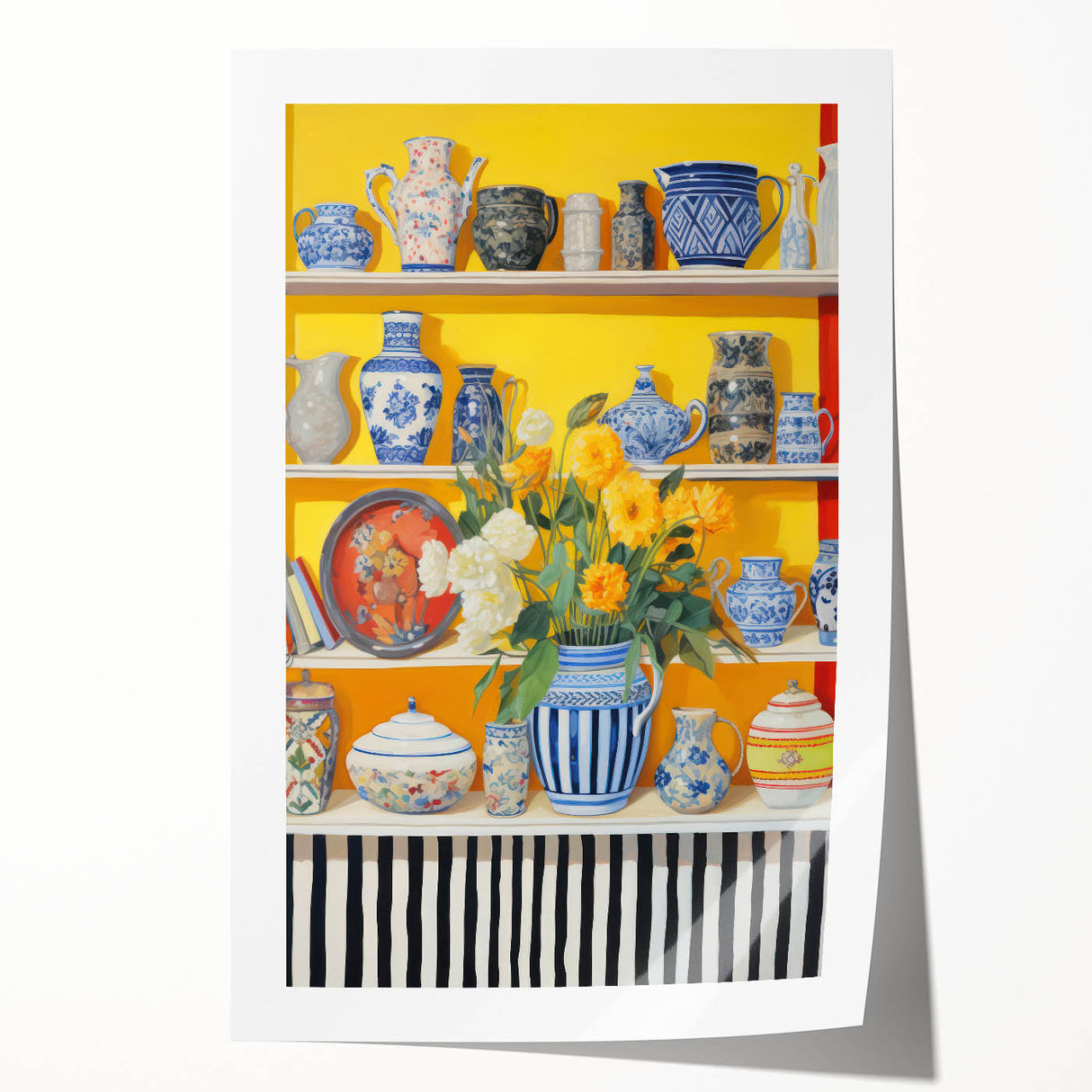 Electric Still Life Wall Art with Bold Vases and Flowers | Modern Decor