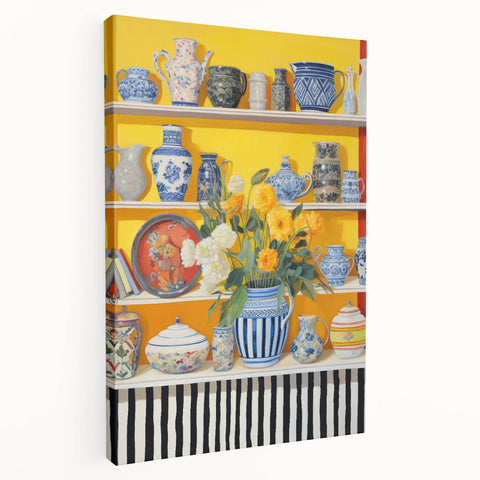 Electric Still Life Wall Art with Bold Vases and Flowers | Modern Decor