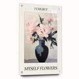 Electric Floral Art with 'Buy Myself Flowers' Text | Modern Wall Decor