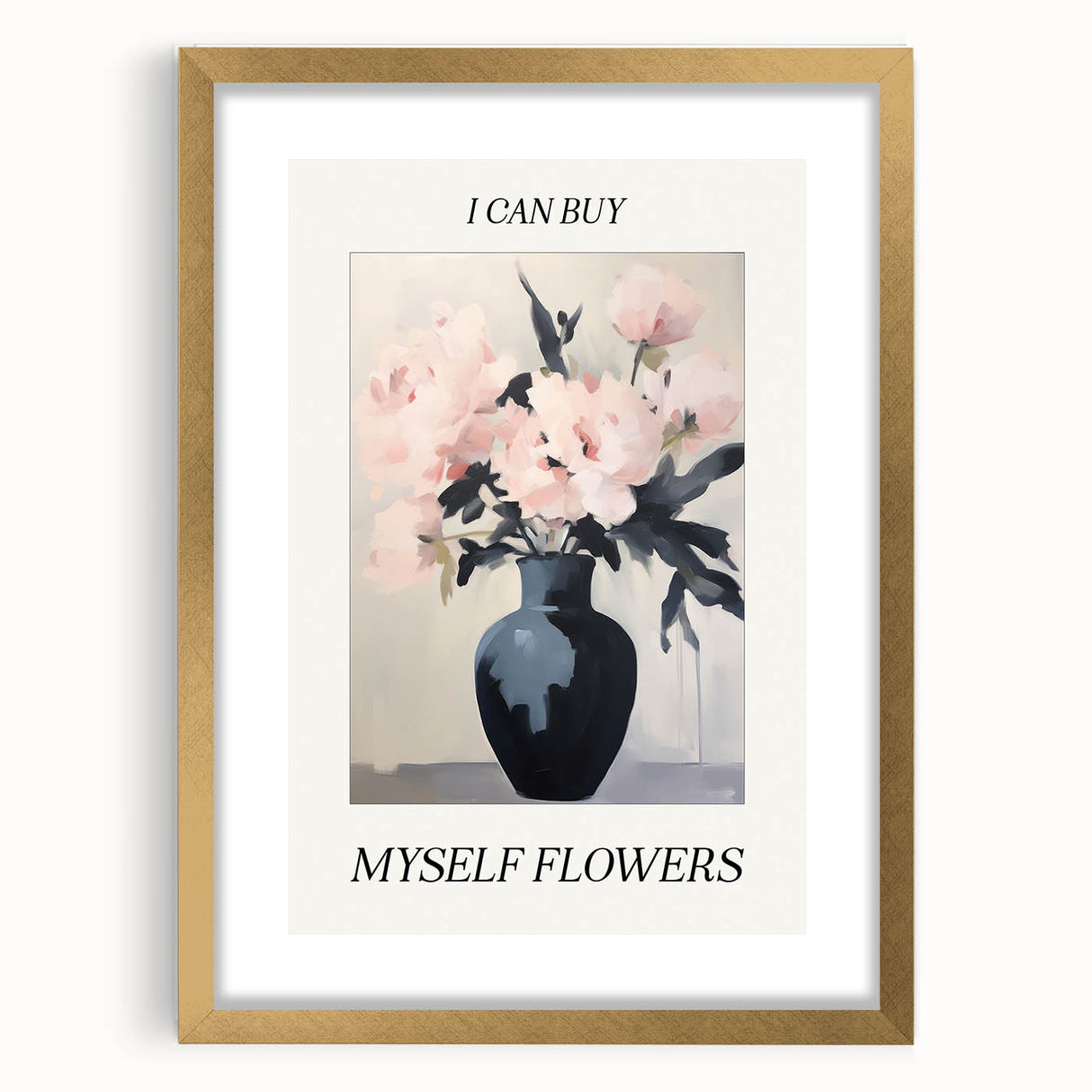 Electric Floral Art with 'Buy Myself Flowers' Text | Modern Wall Decor