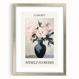Electric Floral Art with 'Buy Myself Flowers' Text | Modern Wall Decor