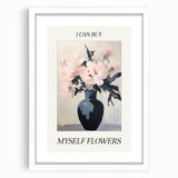 Electric Floral Art with 'Buy Myself Flowers' Text | Modern Wall Decor
