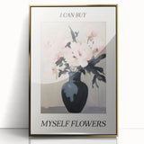 Electric Floral Art with 'Buy Myself Flowers' Text | Modern Wall Decor