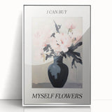Electric Floral Art with 'Buy Myself Flowers' Text | Modern Wall Decor