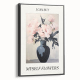 Electric Floral Art with 'Buy Myself Flowers' Text | Modern Wall Decor