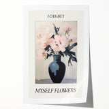 Electric Floral Art with 'Buy Myself Flowers' Text | Modern Wall Decor