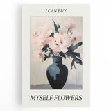 Electric Floral Art with 'Buy Myself Flowers' Text | Modern Wall Decor