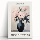 Electric Floral Art with 'Buy Myself Flowers' Text | Modern Wall Decor