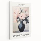 Electric Floral Art with 'Buy Myself Flowers' Text | Modern Wall Decor