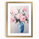 Electric Floral Art with Blue Vase and Pink Flowers | Modern Wall Decor
