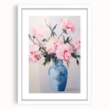 Electric Floral Art with Blue Vase and Pink Flowers | Modern Wall Decor