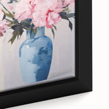 Electric Floral Art with Blue Vase and Pink Flowers | Modern Wall Decor
