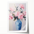 Electric Floral Art with Blue Vase and Pink Flowers | Modern Wall Decor