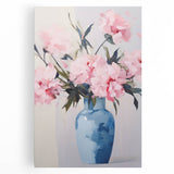 Electric Floral Art with Blue Vase and Pink Flowers | Modern Wall Decor