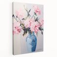 Electric Floral Art with Blue Vase and Pink Flowers | Modern Wall Decor