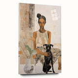Electric Art of Woman and Dog | Modern Portrait Wall Decor