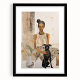 Electric Art of Woman and Dog | Modern Portrait Wall Decor