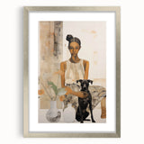 Electric Art of Woman and Dog | Modern Portrait Wall Decor