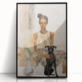 Electric Art of Woman and Dog | Modern Portrait Wall Decor