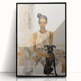 Electric Art of Woman and Dog | Modern Portrait Wall Decor