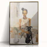 Electric Art of Woman and Dog | Modern Portrait Wall Decor