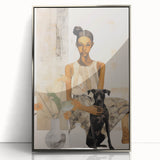 Electric Art of Woman and Dog | Modern Portrait Wall Decor