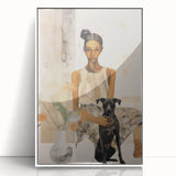 Electric Art of Woman and Dog | Modern Portrait Wall Decor