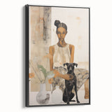 Electric Art of Woman and Dog | Modern Portrait Wall Decor