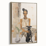 Electric Art of Woman and Dog | Modern Portrait Wall Decor