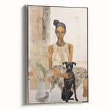 Electric Art of Woman and Dog | Modern Portrait Wall Decor