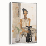 Electric Art of Woman and Dog | Modern Portrait Wall Decor