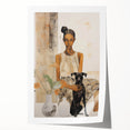 Electric Art of Woman and Dog | Modern Portrait Wall Decor